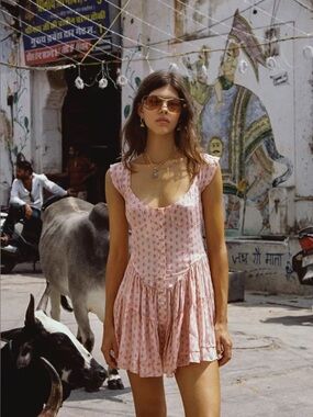 Vanessa Mooney Elisabeth Romper Dress in Pink Floral Size XS